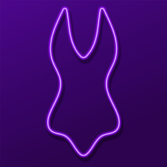 swimsuit neon sign, colorful modern design trends on black background. Vector illustration.
