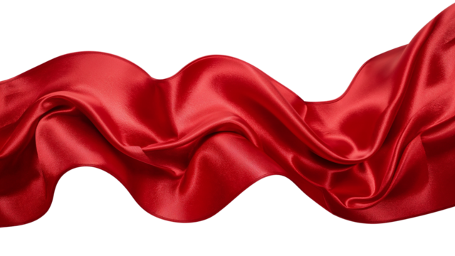 Flowing red silk superhero cape waving in the wind, shiny fabric texture. Isolated on transparent background, png
 - Powered by Adobe