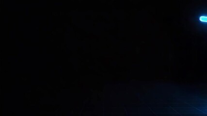 A digital representation of a shopping cart glowing in neon blue against a dark background, symbolizing online shopping and e-commerce. - Powered by Adobe