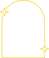 Frame with stars set border, gold frame with sparkle stars, arches border icon, festive effect decoration sign, trendy geometric template. New year christmas background 2026. Vector or PNG