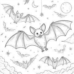 simple line drawing for holloween with white background