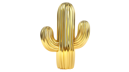 Gold stylized saguaro cactus design for art decor