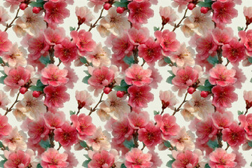 seamless pattern .  A vibrant tapestry of delicate blossoms, their intricate petals forming a seamless pattern of nature's artistry. These beautiful flowers bring an elegant touch to any project.