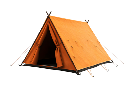 High detail bright orange canvas camping tent design for outdoor adventure and exploration