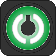Green power button vector icon illustration with on start design and web symbol