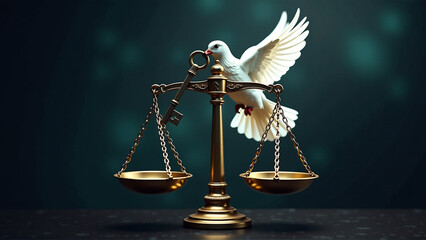 An image of a symbolic object representing human rights, such as a broken chain, a dove carrying a key, or a balance scale, with a strong visual impact.