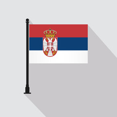Fototapeta premium Flat Serbia Rectangle Flag Pole in Official Colors
