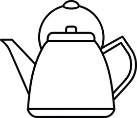 Electric Kettle Line Art Drawing Transparent Background