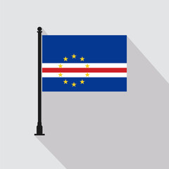 Flat Cape Verde Rectangle Flag Pole in Official Colors