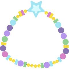 Light Blue Star Charm Bracelet With Round Beads In Pastel Colors Purple Pink Green Yellow Blue And Geometric Shapes Adorning A Transparent Background