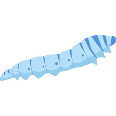 Light Blue Striped Caterpillar With Blue Dots Isolated On White Background Detailed Vector Illustration