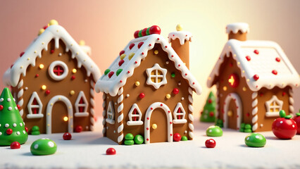 An abstract image inspired by the shapes, colors, and textures of gingerbread houses, creating a unique and artistic visual.