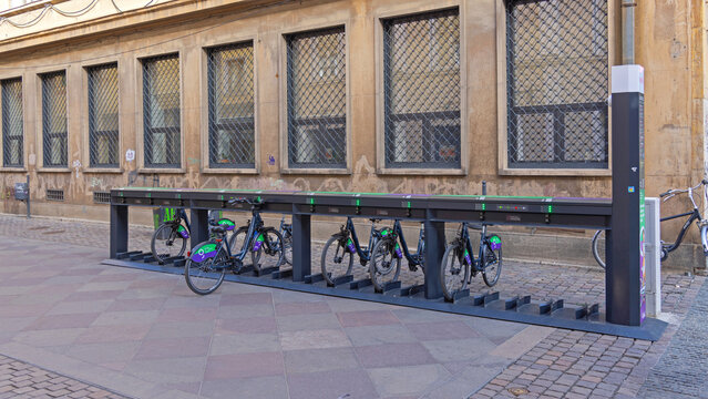 New Bike Sharing Station at City Street in Timisoara Romania Travel