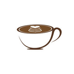Coffee Mug  Vector art of a stylized illustration of a white coffee cup filled with a rich brown beverage, featuring a delicate  latte art design on its surface, isolated on a clean, perfect for cafe 