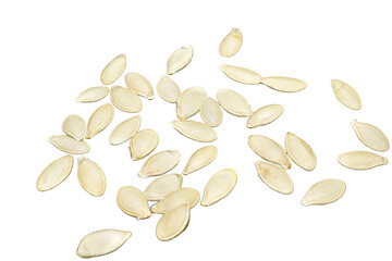 Dried pumpkin seeds isolated on PNG background.
