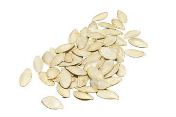 Dried pumpkin seeds isolated on PNG background.