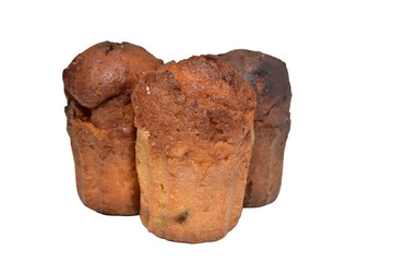 Pastry cakes with raisins, cupcakes isolated PNG background.