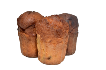 Pastry cakes with raisins, cupcakes isolated PNG background.