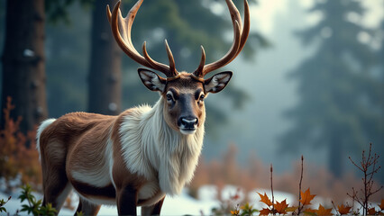 An image of a reindeer, either in a natural setting or as part of a festive scene, representing a beloved symbol of Christmas.