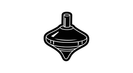Stylized monochrome vector illustration depicting a classic spinning top, representing joyful childhood memories, timeless entertainment,