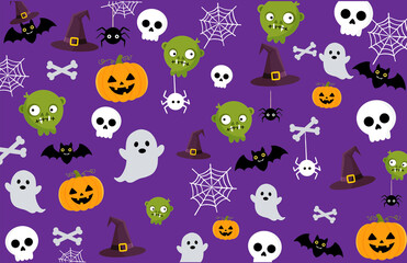 Cute Spooky Characters Vector Wallpaper