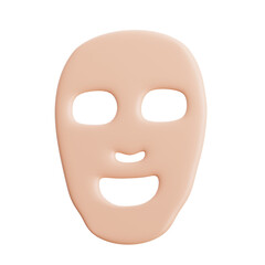 A Single Beige Face Mask with Cutouts for Eyes and Mouth on a Transparent Background