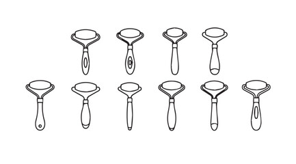 Collection of facial rollers and massage tools for skincare and beauty routines and treatments vector © Tanvir