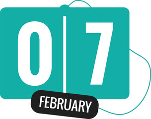 07 February Daily Calendar Icon in flat design style green and white