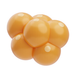 Cluster of Orange Spherical Stem Cells with Lighter Yellow Centers Arranged in a Compact Group on a Transparent Background Abstract Scientific Illustration