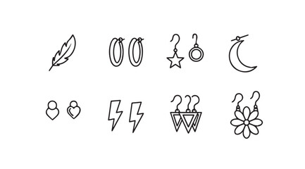 Obraz premium Hand drawn celestial and geometric jewelry icons for fashion and design projects vector