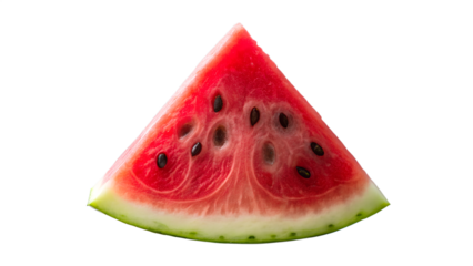 A juicy slice of watermelon with seeds, isolated on a transparent background, showcasing a refreshing summer fruit