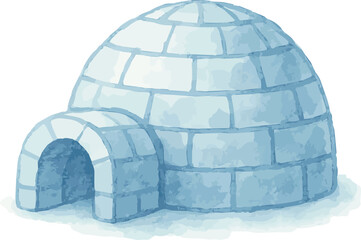 Watercolor vector illustrations of an igloo