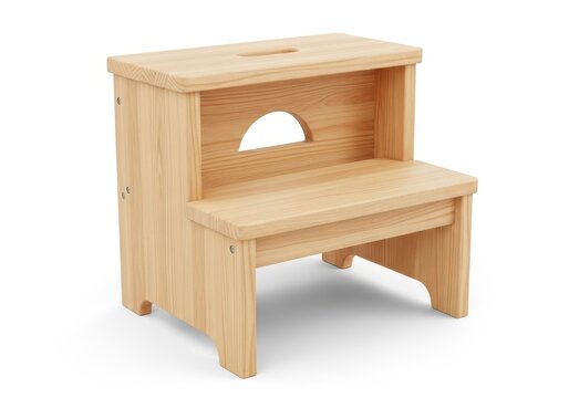 Wooden Step Stool for Safely Reaching High Places in Home or Office, Natural Finish Design