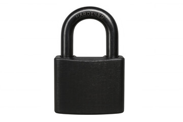Naklejka premium Black hardened padlock representing digital security, protection, and data privacy with transparent isolation