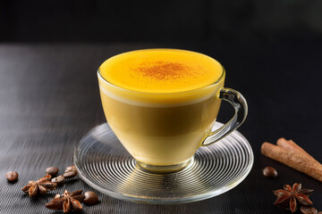 Beautiful glass cup of Vietnamese egg coffee served with spices encouraging educational curiosity and fostering appreciation for cultural identity
