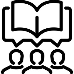 Open Book Symbol Above Three Abstract Figures Representing Learning And Collaboration In Education Or School Settings With Transparent Background