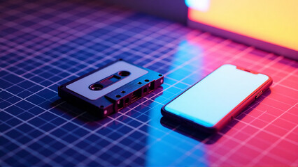 Fototapeta premium Luminous Reflections: A Modern Nostalgia Abstract