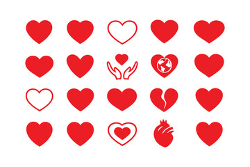 Hearts Collection of Love Icons with Different Heart Symbols