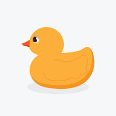 Cute orange rubber duck vector illustration for bath time fun, isolated on a white background