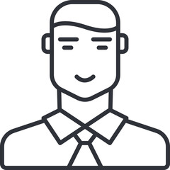 Line Art Icon Portrait Of A Man Wearing A Collared Shirt And Tie With Short Hair And A Subtle Smile Against A Transparent Background