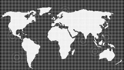 Animation of network of connections changing and data processing over world map. 4k video - Powered by Adobe