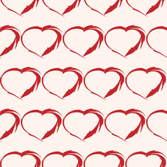 Vector seamless pattern with hand-drawn hearts. Suitable for printing, wallpaper, packaging, cards, web design, scrapbooking, and stickers.