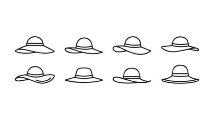 Collection of hand drawn summer hats for protection and style vector