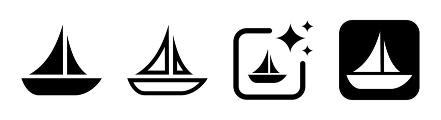 Boat icon with transparent background in vector PNG featuring a sleek yacht sign and sea symbol illustration ideal for marine apps, travel guides, nautical interfaces, cruise designs, and ocean