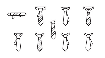 Collection of hand-drawn neckties and tie clip various patterns and styles for formal attire vector