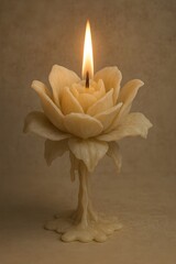 Candle transforming into blooming wax flower