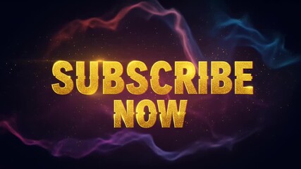 Subscribe Now Golden Glitter Text Effect Abstract Background Motion Graphic - Powered by Adobe