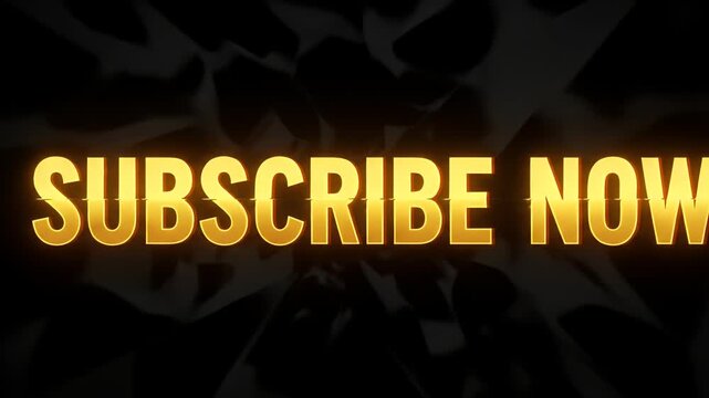 Subscribe Now Golden Text 3D Realistic Video Animation Background - Powered by Adobe