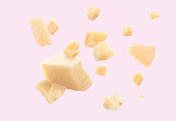 Tasty Parmesan cheese on white background