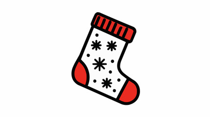Christmas stocking with snowflake icon for holiday apps and festive decor